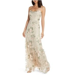 Jenny Yoo Drew Floral Embroidered Evening Dress